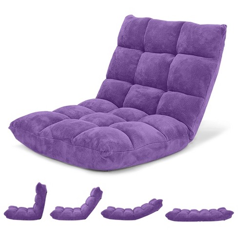 Costway Adjustable 14-position Floor Chair Folding Gaming Sofa Chair  Cushioned Purple : Target