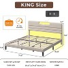 Furnulem King Size Bed Frames with Upholstered Headboard Modern Platform Bed with Charging Station and Led Lights Bed Frame with Sturdy Wooden Slats - 2 of 4