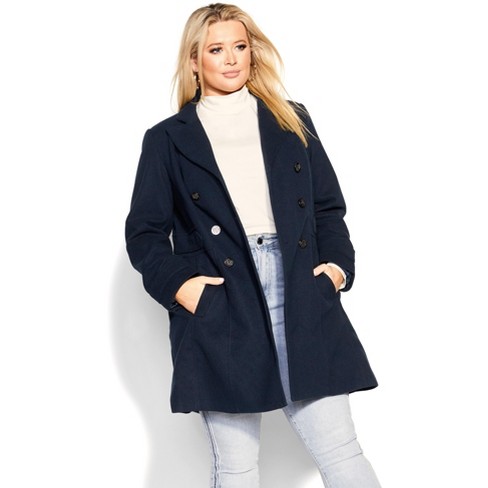 Evans | Women's Plus Size Military Coat - Navy - 20w : Target