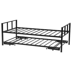 VEVOR Twin Size Daybed Frame, Day Bed with Trundle, Heavy Duty Metal Platform Bed Frame, Twin Daybed with Metal Slats Support, Black - 1 of 4