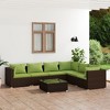 vidaXL Patio Lounge Set, 7-Piece with Cushion, Durable Poly Rattan Construction, Modular Design, Outdoor Garden Furniture- Brown with Green Cushions - 2 of 4