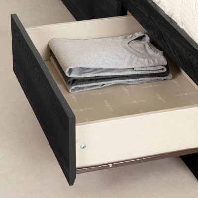 Twin Gray Oak Platform Bed with 3 Storage Drawers