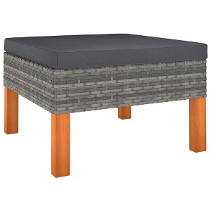 vidaXL Footstool Poly Rattan and Solid Eucalyptus Wood - 1 of 4