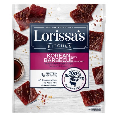 Lorissa's Kitchen Korean Barbecue Beef Steak Strips Jerky - 2.25oz