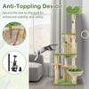 Tangkula 63" Tall Cat Tree w/ 2 Condos Plush Padded Top Perch 2 Hammocks 2 Dangling Balls Green - 4 of 4