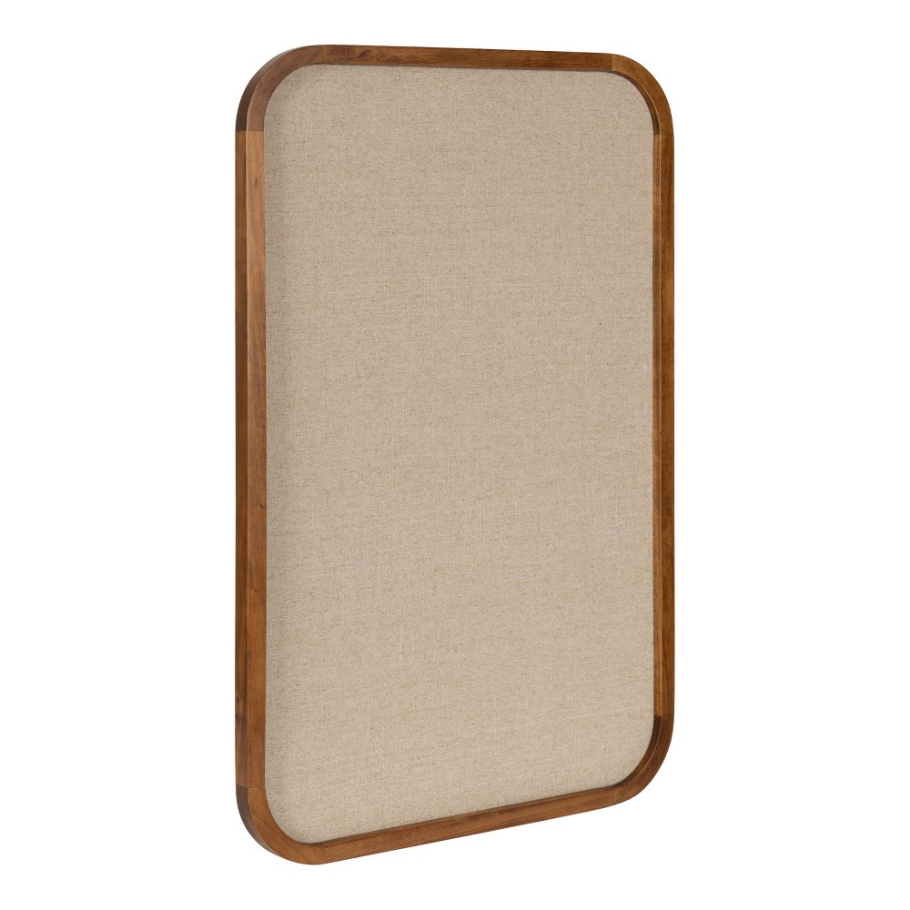 Photos - Dry Erase Board / Flipchart 20" x 30" Hutton Wood Framed Fabric Pinboard Rustic Brown - Kate & Laurel