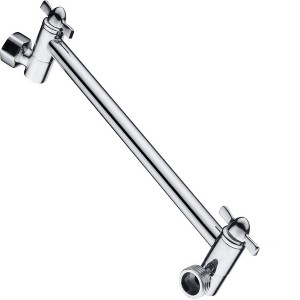BRIGHT SHOWERS 10" Brass Shower Head Extension Arm, Universal Fit, Height and Angle Adjustable for Rain and Handheld Shower Head - 1 of 4