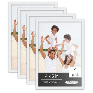 PosterPalooza | Pack of 4 Matte White Picture Frames | Solid Wood | UV-Resistant Acrylic | Easy Gallery Wall - 1 of 4