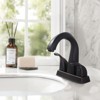 WOWOW 4 in. Centerset Double-Handle Gooseneck Bathroom Faucet with Pop-Up Drain in Matte Black - 2 of 4