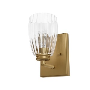 Hunter Fans 5" Rossmoor Wall Sconce Luxe Gold Finish - Glamorous Fluted Glass Design for Indoor Spaces - 1 of 4