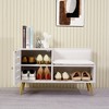 VECELO Shoe Bench with Storage for Entryway Removable Padded Cushion, Lourvered Door - 3 of 4