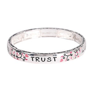 Dicksons Trust in The Lord with All Your Heart Engraved Proverbs Verse Women's One Size Silver Plated Stainless Steel Everyday Four-Tile Stretch - 1 of 4