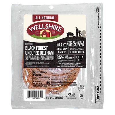 Wellshire Black Forest Uncured Seasonal Deli Ham - 7oz