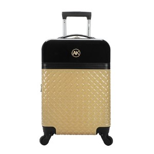 Anne Klein Molded 20" Metal Plate Logo Hardside Carry-On Printed Adult Hardside Fashion Rolling Luggage - 1 of 4