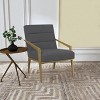 TiramisuBest Modern Upholstered Metal Arm Accent Chair, Dark Grey with Gold Angular Frame & Sloping Arms for Living Room Furniture - 2 of 4