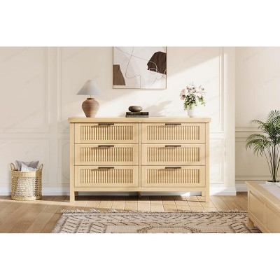 Bedroom 6-drawer storage cabinet 45 inches high multifunctional storage cabinet chest of drawers wooden wardrobe with clothing storage