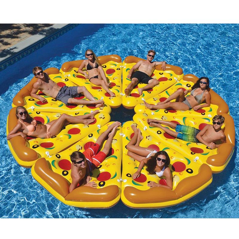 Swimline 72" Inflatable Pizza Slice Novelty Swimming Pool Float Raft - Yellow/Orange, 5 of 6