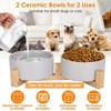 iMountek "Double 28.7oz Ceramic Pet Bowls with Wooden Stand - Raised Feeder for Small Dogs & Cats" Grey - 2 of 4