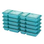 GoodCook Meal Prep 2 Compartment Large Rectangle Dark Teal Containers + Lids - 10ct