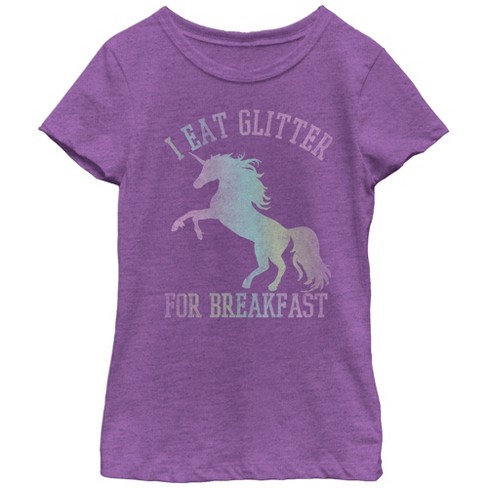 patroon Modderig Heel veel goeds Girl's Lost Gods Glitter Breakfast Unicorn T-shirt : Target