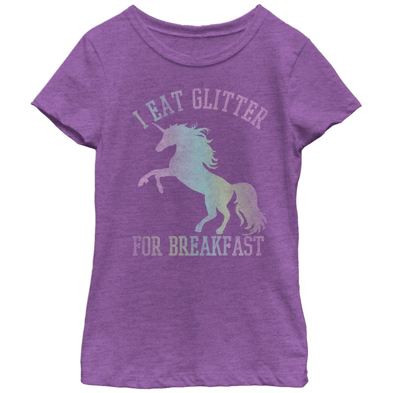 Girl's Lost Gods Glitter Breakfast Unicorn T-Shirt, 1 of 4