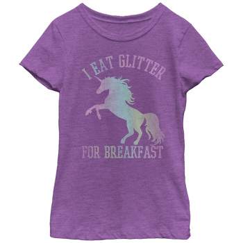 Girl's Lost Gods Glitter Breakfast Unicorn T-Shirt
