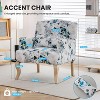EROMMY High Back Floral Accent Chair for Living Room,Upholstered Wingback Chair w/Pillow, Comfy Armchair w/Wooden Legs - 2 of 4