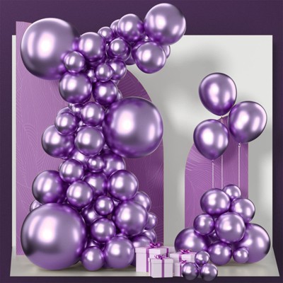 PartyWoo Balloons Metallic Purple Chrome 18 12 10 5 Inch 85 pcs