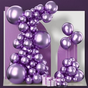 PartyWoo Balloons Metallic Purple Chrome 18 12 10 5 Inch 85 pcs - 1 of 4