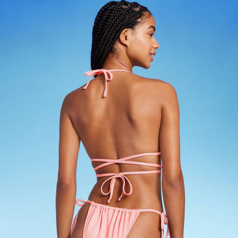 Women's Triangle Wrap Bikini Top - Wild Fable™ Pink Lurex, 6 of 13