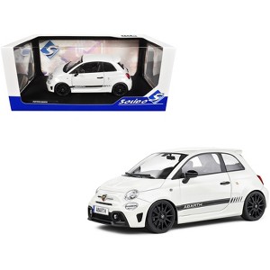 2022 Fiat F595 Abarth Ghiaccio White with Black Stripes 1/18 Diecast Model Car by Solido - 1 of 4