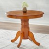 Farmhouse Extendable Dining Table Wood/Oak - Buylateral: Rubberwood Pedestal Base, Seats 6 - image 2 of 4