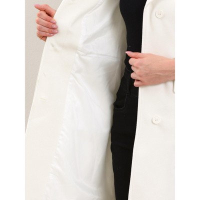 INSPIRE CHIC Women's Winter Lapel Collared Single Breasted Long Sleeve Trench Coats with Belt Large White — фото 5