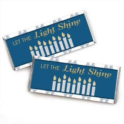 Big Dot of Happiness Happy Hanukkah - Candy Bar Wrapper Chanukah Party Favors - Set of 24
