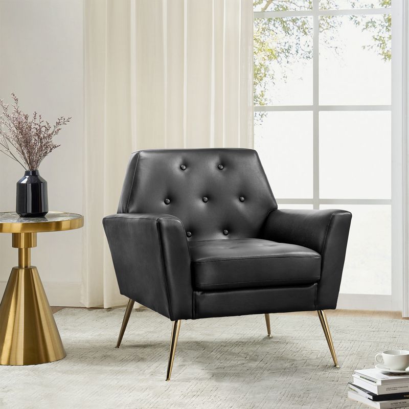 Maris Wooden Upholstered Contemporary Accent Armchair with Button-tufted for Bedroom Living Room  | ARTFUL LIVING DESIGN, 3 of 12