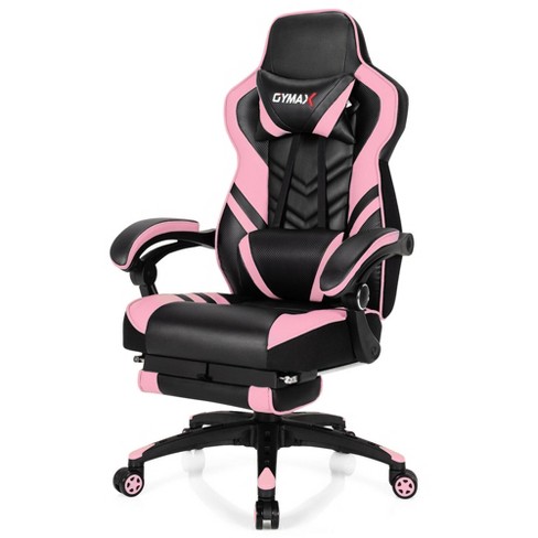 Adjustable Gaming Chair with Footrest for Home Office Pink
