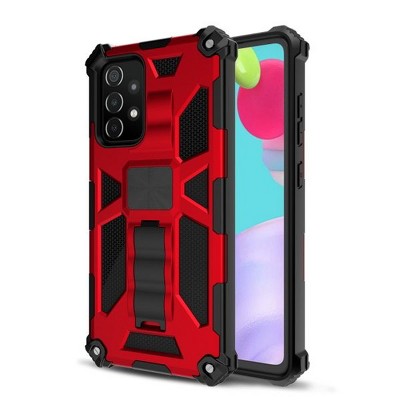 MyBat Sturdy Hybrid Protector Cover Case (with Stand) Compatible With Samsung Galaxy A52 5G - Red / Black