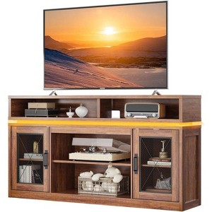 GALAXHERO Farmhouse TV Stand for 65 Inch TV with LED Lights, Rustic Entertainment Center with Storage Cabinets for Living Room or Bedroom - 1 of 4