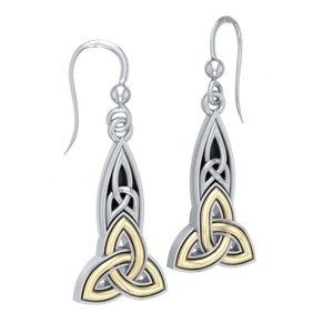 Slickblue Women's Celtic Drop Earrings, Trinity Knot Design, Sterling Silver and Gold Detail, 1 Inch - 1 of 4