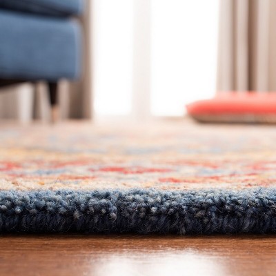 Antiquity Blue and Red Hand-Tufted Wool 8' x 10' Area Rug