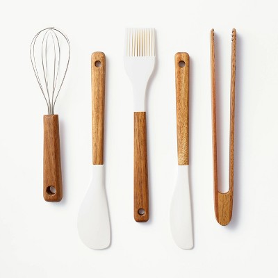 5pc Acacia Wood/Silicone Mini Kitchen Utensil Set - Figmint™