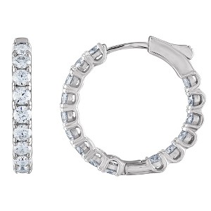 White Lotus Sterling Silver Lab Created Moissanite Hoop Earrings - 1 of 2