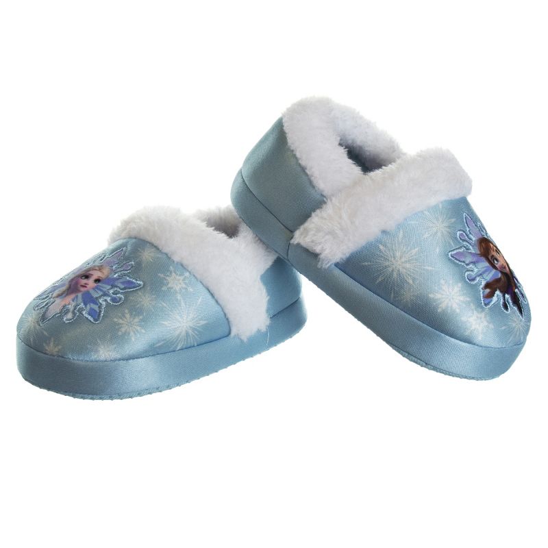 Disney Frozen Girl Slippers - Elsa and Anna Plush Lightweight Warm Comfort Soft Aline House Shoes - Blue White  (Toddler-Little Kid), 3 of 9