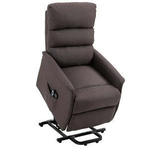 HOMCOM Power Lift Assist Recliner Chair for Elderly with Remote Control, Linen Fabric Upholstery - 1 of 4