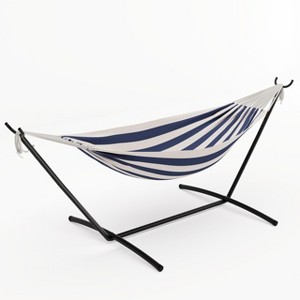 EcoSummer Double Hammock with Stand, 450lbs Heavy Duty 2-Person Cotton Hammock for Indoor Outdoor Relaxation. - 1 of 4