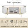 NicBex Luxury Oval Accent Coffee Table with 2 Cabinets,Marble-Pattarned Top Center Table Fluted Accent Table for Living Room,100lbs Max,White/Gold - 3 of 4