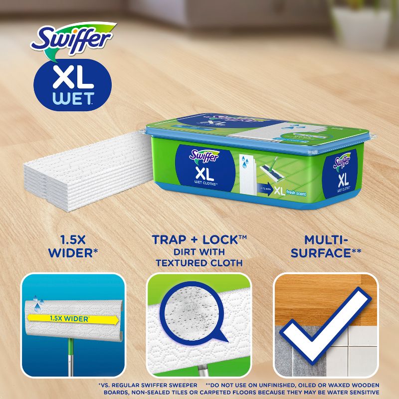 Swiffer Sweeper X-Large Wet Mopping Pad Multi-Surface Refills for Floor Mop - Open Window Fresh Scent - 12ct, 4 of 15