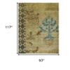 Tan Blue and Brown Floral Hand Knotted Area Rug - 3 of 4