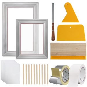 VEVOR Screen Printing Kit, 2 Pieces Aluminum Silk Screen Printing Frames 8x10/10x14in 110 Count Mesh, 2 Tapes and Screen Printing Squeegees ,Gray - 1 of 4