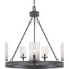 Progress Lighting Gresham 9-Light Chandelier, Graphite Finish, Seeded Glass Shades - 4 of 4